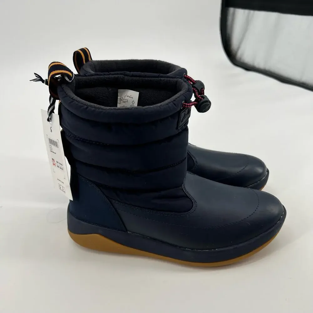 NEW Joules Winter Rain boots Pull On navy blue Non Slip Mid Calf Coniston size 7